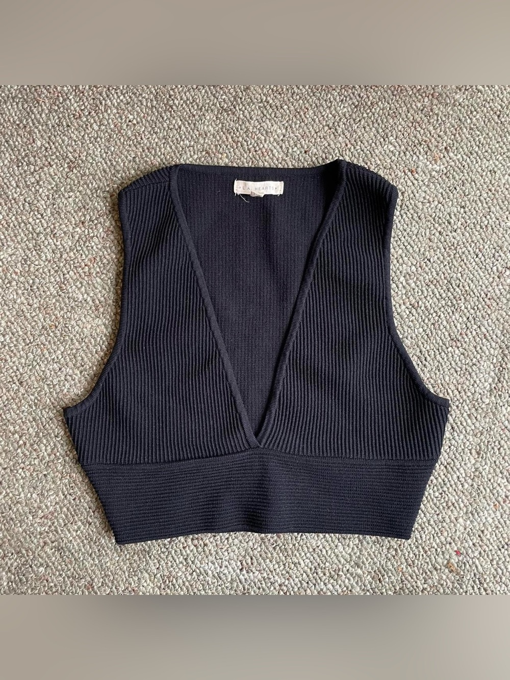 LA Hearts black ribbed knit bra top